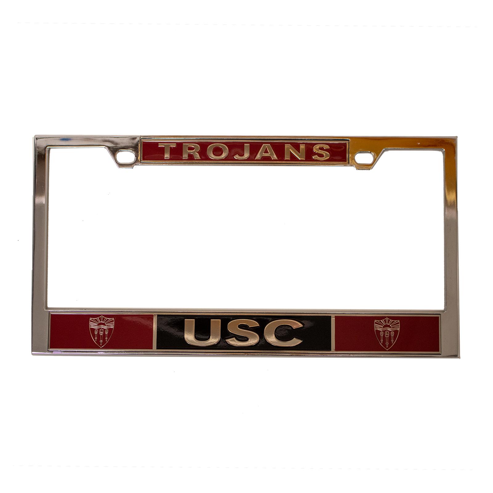 USC Trojans Chrome Shield License Plate Frame 1